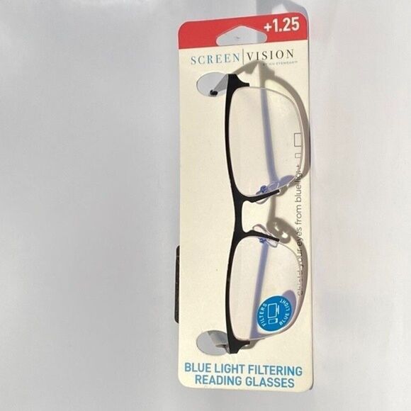 0582 Reading Glasses 1.25 Half Rim Black Blue Light Filtering - Picture 1 of 9